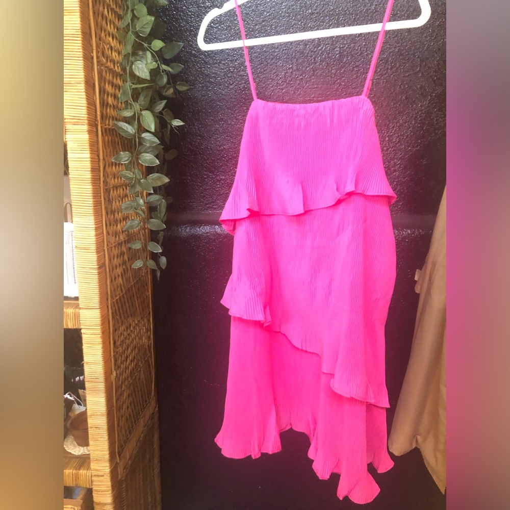 Pink Asymmetrical Ruffled Sundress - Picture 2 of 2